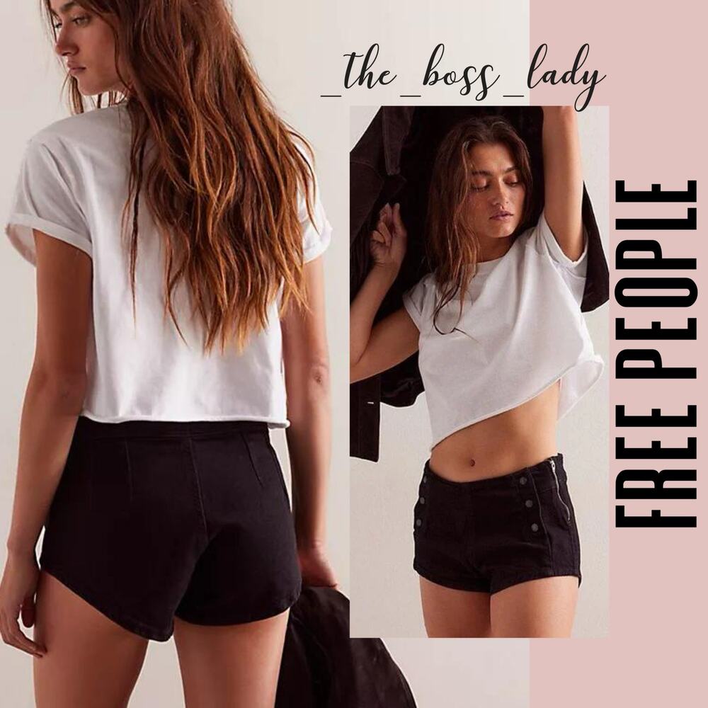 Free People shorts micro low rise cotton black summer spring 29 boho - Picture 3 of 8